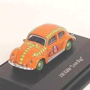 Schuco Volkswagon Beetle Love Bug VW Diecast 1:87 Orange Vintage Collectable